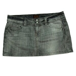 Vintage Aeropostale Grey Denim Mini Skirt Low Rise Y2K Cotton Size 9/10 Micro